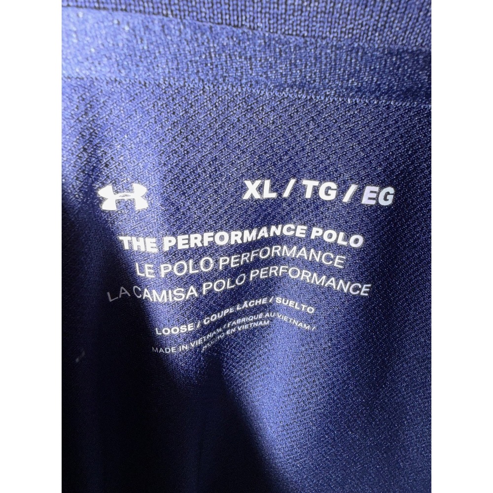 Under Armour Mens Performance Polo Shirt Navy Blue Short Sleeve Golf XL Loose - Picture 6 of 6